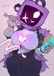 anthro baseball_bat bat_(object) big_breasts breasts ellipsis eye_scar facial_scar female holding_baseball_bat scar solo thick_thighs sunsun epic_games fortnite raven_team_leader bear mammal hi_res