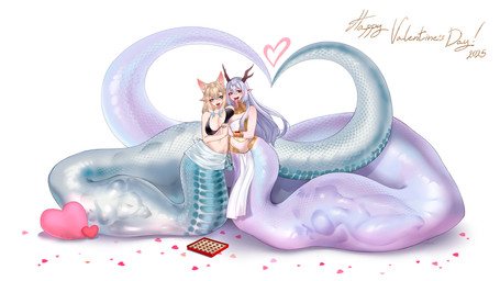 after_vore apode belly big_belly blonde_hair breasts female female_pred group hair holidays horn legless overweight serpentine serpentine_vore simple_background split_form text vore white_background 4kkc valentine's_day draconcopode humanoid lamia reptile scalie snake 2025 absurd_res hi_res