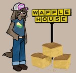 anthro brown_body brown_fur brown_hair femboy fur hair male red_eyes solo spots anti_e621 waffle_house marty_(onta) canid canine mammal hi_res