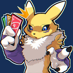 3_fingers ambiguous_gender anthro arm_tuft armwear black_body black_claws black_fur black_nose black_sclera blue_eyes bridal_gauntlets card chest_tuft claws clothed clothed/nude clothing confusion countershade_torso countershading fingers fur fur_markings holding_object long_ears looking_away markings neck_tuft nude number open_mouth pink_tongue purple_body purple_fur shocked shoulder_tuft solo sticker tongue tuft white_body white_countershading white_fur worried yellow_body yellow_fur dclaret dclaretxrevolt bandai_namco digimon uno canid digimon_(species) mammal renamon alpha_channel chromatic_aberration colored digital_drawing_(artwork) digital_media_(artwork) shaded