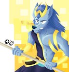 abs anthro armor biceps blue_eyes clothed clothing fur hair male muscular muscular_anthro muscular_male pecs solo tattoo jdnc league_of_legends riot_games tencent nasus_(lol) canid canine canis jackal mammal digital_media_(artwork) hi_res