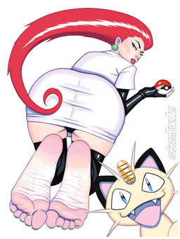 5_toes barefoot clothed clothing digit_ring duo ear_piercing feet female foot_fetish foot_focus hair humanoid_feet jewelry lightened_soles looking_back not_furry_focus open_mouth piercing pink_hair plantigrade pokeball ring soles toe_ring toes wrinkled_feet wrinkles scott_blair nintendo pokemon team_rocket jessie_(team_rocket) generation_1_pokemon human mammal meowth pokemon_(species)