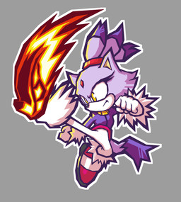 anthro breasts clothed clothing eyelashes female fire fur gloves grey_background hair handwear kick legwear ponytail purple_body purple_fur simple_background small_breasts solo style_emulation tail yellow_eyes thenovika sega sonic_battle sonic_the_hedgehog_(series) blaze_the_cat domestic_cat felid feline felis mammal 2026 absurd_res digital_drawing_(artwork) digital_media_(artwork) hi_res