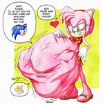 abdominal_bulge anthro anthro_pred belly big_belly dialogue female female_pred fully_inside group male male/female oral_vore same_size_vore speech_bubble stretchy_bulge text trio vore killboo sega sonic_the_hedgehog_(series) amy_rose miles_prower sonic_the_hedgehog canid canine eulipotyphlan fox hedgehog mammal english_text hi_res