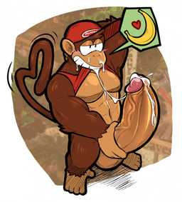 abs anthro balls banana baseball_cap big_penis blush bodily_fluids bottomless brown_body brown_fur clothed clothing cum cum_on_face cum_on_own_face cum_on_self erection feet food fruit fur genital_fluids genitals gesture hat headgear headwear heart_symbol huge_penis humanoid_genitalia humanoid_penis hyper hyper_genitalia hyper_penis male penis plant prehensile_feet prehensile_tail red_clothing shirt solo tail tail_gesture tail_heart tank_top toes topwear vein veiny_penis hexdisciple donkey_kong_(series) nintendo diddy_kong haplorhine mammal monkey primate 2022 hi_res