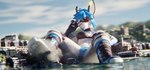 anthro bottomwear clothing cloud destruction female landscape_dwarfing macro plantigrade sky solo swimwear topwear town visor rileyfoxxo vtuber nikki_(pogonip) fish marine shark 2023 3d_(artwork) digital_media_(artwork) hi_res