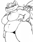 anthro anthrofied breasts clothed clothing female looking_at_viewer non-mammal_breasts nude plant pokemorph slightly_chubby solo topless tkitty nintendo pokemon elemental_creature flora_fauna generation_6_pokemon mega_evolution mega_venusaur pokemon_(species) scalie black_and_white monochrome