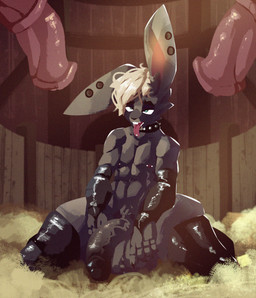 5_fingers abs animal_genitalia animal_penis anthro athletic athletic_male balls barbell_piercing barn big_balls big_ears biped black_body black_claws black_fur blonde_hair blue_eyes buckteeth cheek_tuft claws clothing collar crotch_tuft disembodied_penis ear_piercing equine_genitalia equine_penis facial_tuft fence fingers flared_penis fur gauged_ear genitals gloves group hair half-closed_eyes half-erect handwear hay huge_balls humanoid_genitalia humanoid_penis inner_ear_fluff inside internal_wall latex latex_clothing latex_gloves latex_handwear latex_legwear latex_stockings legwear light male medial_ring mostly_nude narrowed_eyes navel nipple_barbell nipple_piercing nipples on_ground penis piercing pink_inner_ear pink_penis sitting solo_focus spread_legs spreading stockings studded_collar studs sunlight teeth thigh_highs tongue tongue_out tongue_piercing tongue_stud trio tuft vein veiny_penis wall_(structure) wariza wood wood_fence wood_wall ponpuramu lagomorph leporid mammal rabbit 2021 hi_res