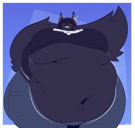 anthro beanie belly big_belly big_breasts big_tail black_hair black_nose breasts clothed clothing deep_navel eyebrow_piercing eyewear facial_piercing fangs female fluffy fluffy_tail glasses hair hat headgear headwear huge_belly looking_at_viewer morbidly_obese morbidly_obese_anthro morbidly_obese_female motion_lines navel nose_piercing obese obese_anthro obese_female overweight overweight_anthro overweight_female piercing sharp_teeth simple_background smile solo tail teeth thick_thighs wide_hips yellow_eyes kinguu felid feline mammal 2026 hi_res