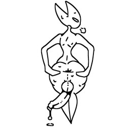 anthro balls biped bodily_fluids butt cum cum_on_ground erection genital_fluids genitals male penis presenting presenting_hindquarters rear_view simple_background solo spread_butt spreading standing white_background shay_the_bunny hollow_knight_(franchise) team_cherry hornet_(hollow_knight) 1:1 hi_res monochrome