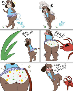 anthro big_butt blush bottomwear butt butt_focus clothed clothing clothing_lift crossdressing dancewear dialogue embarrassed femboy magic male overweight overweight_anthro overweight_male panties pulling_down_skirt shrinking shrunk shrunken size_transformation skirt skirt_lift solo solo_focus speech_bubble text transformation transformation_through_magic tutu underwear vehicle wide_hips hennessy-the-rat animal_crossing nintendo digby_(animal_crossing) ant arthropod canid canine canis domestic_dog hymenopteran insect mammal 4:5 absurd_res comic english_text hi_res