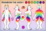 anthro male pawpads purple_nose purple_pawpads solo sparklefur text inkmaven rainbow_husky canid canine canis domestic_dog husky mammal nordic_sled_dog spitz english_text model_sheet url