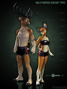 anthro antlers barefoot bottomwear breasts chart clothing cloven_hooves duo feet female front_view hand_holding height_chart hooves horn male plantigrade romantic romantic_couple shorts size_difference standing text toes zorryn deer mammal 3:4 3d_(artwork) digital_media_(artwork) english_text hi_res