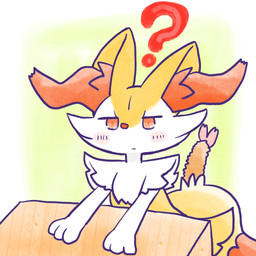 ambiguous_anthro ambiguous_gender anthro biped blush blush_stickers closed_frown dipstick_tail food front_view frown looking_at_viewer markings mouth_closed object_in_tail question_mark shrimp_(food) simple_background solo tail tail_markings annyui0611 nintendo pokemon braixen canid generation_6_pokemon mammal pokemon_(species) 1:1 2024 digital_drawing_(artwork) digital_media_(artwork) hi_res japanese_description translated_description