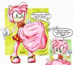 abdominal_bulge anthro anthro_pred belly big_belly dialogue duo female female_pred fully_inside male male/female oral_vore same_size_vore speech_bubble stretchy_bulge text vore killboo sega sonic_the_hedgehog_(series) amy_rose miles_prower eulipotyphlan hedgehog mammal english_text hi_res