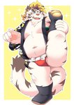 anthro asian_clothing belly big_belly blue_eyes blush clothing east_asian_clothing fundoshi fur happi_(clothing) humanoid_hands japanese_clothing kemono male navel overweight overweight_anthro overweight_male solo underwear white_body white_fur ptcmtr lifewonders tokyo_afterschool_summoners licho_(tas) felid mammal pantherine tiger 2020 hi_res