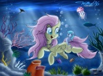 blue_eyes bubble coral_reef cutie_mark feathered_wings feathers female feral fur group hair light light_beam pink_hair quadruped sunbeam sunlight tail underwater water wings yellow_body yellow_feathers yellow_fur willisrisque friendship_is_magic hasbro my_little_pony mythology fluttershy_(mlp) ambient_coral ambient_fish ambient_jellyfish ambient_sealife anthozoan clownfish cnidarian coral equid equine fish jellyfish mammal marine medusozoan mythological_creature mythological_equine pegasus pomacentrid ray_(fish) seahorse stingray syngnathid syngnathiform hi_res