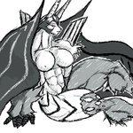 1:1 5_fingers abs anthro armor bat biceps big_breasts biped breasts cape cape_only clothing digital_media_(artwork) eyebrows eyelashes female fingers fluffy fur headgear helmet huge_breasts jmadoc long_ears long_neck low_res mammal markings monochrome mostly_nude muscular muscular_anthro muscular_female navel nipples oekaki polyanthrope simple_background sitting solo spots spotted_body spotted_fur striped_body striped_fur stripes thick_thighs unconvincing_armor white_background