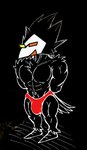 anthro black_body bulge male muscular solo stronger pjg69 deltarune undertale_(series) swatch_(deltarune) avian bird darkner monster swatchling