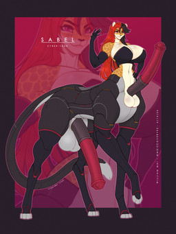 2_penises 4_balls animal_genitalia animal_penis armwear balls big_breasts big_penis breasts bulge cleavage clothed clothing cybernetics elbow_gloves equine_genitalia equine_penis frontal_taur_balls frontal_taur_genitals frontal_taur_penis genitals gloves gynomorph hair handwear intersex machine mismatched_animal_penis mismatched_equine_penis mismatched_genitalia mismatched_penis multi_balls multi_genitalia multi_penis multicolored_hair penis pupils red_hair slit_pupils solo two_tone_hair white_hair wmdiscovery93 sabel cheetah cyborg felid feline mammal taur hi_res