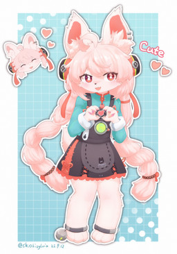 3_toes 4_fingers ^_^ accessory ahoge ankle_bell anklet anthro barefoot bell bell_accessory biped black_clothing black_dress black_nose blue_clothing blue_shirt blue_topwear blush blush_lines circle_eyebrows claws clothed clothed_anthro clothed_female clothing dress ear_piercing eyebrow_through_hair eyebrows eyelashes eyes_closed feet female female_anthro finger_claws fingers front_view fully_clothed fully_clothed_anthro fully_clothed_female fur geometric_background gesture hair hair_accessory hair_ribbon hand_gesture heart_gesture heart_symbol hearts_around_head hindpaw inner_ear_fluff jewelry kemono loli long_hair looking_at_viewer monotone_body monotone_fur monotone_hair monotone_tail open_mouth open_smile pattern_background pawpads paws piercing pigtails pink_body pink_ears pink_fur pink_hair pink_inner_ear pink_inner_ear_fluff pink_pawpads pink_ribbon pink_tail pose pupils red_eyes ribbons scut_tail shirt short_tail simple_background smile solo standing suspender_skirt tail text toes topwear translucent translucent_hair tuft white_pupils young young_anthro young_female shiokisylvia mihoyo zenless_zone_zero zhao_(zenless_zone_zero) lagomorph leporid mammal rabbit thiren 2025 absurd_res artist_name colored dated digital_drawing_(artwork) digital_media_(artwork) english_text full-length_portrait hi_res portrait shaded adult_(lore)