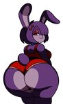 anthro big_butt black_nose bottomwear bra butt clothing eyeshadow female hair hotpants huge_butt looking_at_viewer looking_back looking_back_at_viewer makeup purple_body purple_ears purple_eyes purple_hair purple_inner_ear purple_tail rear_view red_bottomwear red_bra red_clothing red_eyeshadow red_hotpants red_shorts red_star red_underwear scut_tail short_tail shorts simple_background smile smiling_at_viewer solo star_accessory tail thick_thighs underwear white_background jutsapostion five_nights_at_freddy's fredina's_nightclub scottgames bonnie_(cally3d) bonnie_(fnaf) lagomorph leporid mammal rabbit 2024 cel_shading colored digital_media_(artwork) hi_res shaded