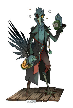 alcohol anthro beak beverage bottle clothed clothing coat container drunk eye_patch eyewear feathers front_view holding_bottle holding_container holding_object looking_at_viewer male partially_clothed pegleg pirate simple_background solo standing substance_intoxication tail tail_feathers topwear white_background lingrimm avian bird corvid oscine passerine 2018 signature