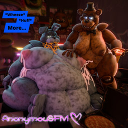 anthro balls belly big_belly big_moobs bodily_fluids bow_tie cheese clothing dairy_products dialogue duo erection feederism feeding food genitals hat headgear headwear huge_belly humanoid_genitalia humanoid_penis hyper hyper_belly hyper_moobs lactating leaking_milk machine male male/male male_lactation moobs morbidly_obese morbidly_obese_anthro nipples nude obese obese_anthro obese_male open_mouth overweight overweight_anthro overweight_male penis pizza smile text thick_thighs weight_gain wide_hips anonymousfm snips456fur_(modeler) five_nights_at_freddy's scott_cawthon scottgames bonnie_(fnaf) freddy_(fnaf) animatronic bear lagomorph leporid mammal rabbit robot 1:1 3d_(artwork) digital_media_(artwork) english_text hi_res