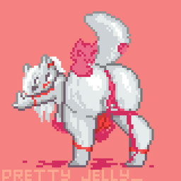 breasts duo herm intersex slime prettyjelly canid canine canis goo_creature mammal wolf 1:1 animated digital_media_(artwork) pixel_(artwork) pixel_animation tagme