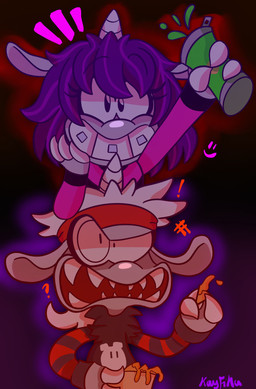 1_horn 3_fingers accessory angry anthro beverage black_eyes braces clothing conjoined_eyes constricted_pupils dress duo emanata exclamation_point eyebrow_through_hair eyebrows eyelashes female fingers food fur gradient_background grey_body grey_fur hair hand_on_own_cheek headband holding_food holding_object holding_soda horn liquid looking_at_viewer looking_up_at_another male nachos on_another open_mouth outline pupils purple_hair question_mark raised_eyebrows sharp_teeth shirt simple_background small_pupils smile soda striped_sleeves teeth topwear translucent translucent_hair white_hair young young_anthro young_female young_male kayfika corn_kidz_64 alexis_(corn_kidz_64) seve_(corn_kidz_64) bovid caprine goat mammal 2025 hi_res signature