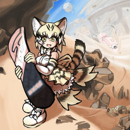 1_eye :d armwear big_ears black_bow black_bow_tie black_clothing black_dress black_tail black_tail_tip blonde_hair blue_sky blush blush_lines bow_(feature) bow_on_back bow_tie breasts building cat_tail cave charging cliff clothed clothing cloud desert detailed_background dipstick_tail dress elbow_gloves exposed_shoulder eyeball eyebrow_through_hair eyebrows fangs female fingers fluffy footwear fur gloves hair handwear holding_object inner_ear_fluff large_bow logo looking_at_viewer markings multicolored_body multicolored_bow multicolored_bow_tie multicolored_clothing multicolored_dress multicolored_ears multicolored_fur multicolored_gloves multicolored_hair multicolored_handwear multicolored_tail number open_mouth outside pockets rock ruins sand shadow shoes sky sleeveless_clothing sleeveless_dress sleeveless_shirt smile sneakers snowboard socks solo standing striped_markings striped_tail stripes tail tail_markings teeth text trail train translucent translucent_hair tuft unreadable_writing vehicle yellow_bow_tie yellow_clothing yellow_eyes yellow_footwear yellow_gloves yellow_handwear yellow_shoes yellow_tail xynoso kemono_friends sand_cat_(kemono_friends) animal_humanoid cellien felid felid_humanoid feline feline_humanoid felis humanoid mammal mammal_humanoid sand_cat sand_cat_humanoid 1:1 2022 digital_media_(artwork)
