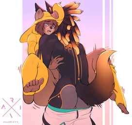anthro balls bottomwear bottomwear_down brown_body brown_fur brown_hair clothed clothing duo eye_roll feet female female_anthro female_penetrated footwear fur genitals hair humanoid_feet interspecies leggings legwear male male/female male_anthro male_penetrating male_penetrating_female moan multicolored_body multicolored_fur open_mouth pants pants_down partially_clothed penetration penile penile_penetration plantigrade sex sitting socks soles standing stirrup_legwear stirrup_socks twitching yellow_clothing yellow_leggings yellow_legwear notravi asyr_(notravi) winnie_(8un8un) bear brown_bear canid canine canis jackal mammal ursine alternate_version_at_source hi_res