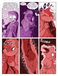 alien anthro bodily_fluids breasts butt butt_grab clothed clothing comic dialogue dragalien_(shyguy9) drooling duo english_text female female_pred hand_on_butt hi_res human imminent_death imminent_digestion mammal neck_bulge saliva shyguy9 text vore