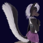 alternative_fashion anthro black_body black_fur breasts choker clothed clothing ear_piercing ear_ring female fluffy fluffy_tail fully_clothed fur hair jewelry necklace piercing punk purple_eyes ring_piercing solo tail white_hair attifyon_(artist) vanessa_(foxovh) mammal mephitid skunk 1:1 3d_(artwork) blender_(artwork) digital_media_(artwork)
