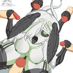 4_arms big_breasts breasts clothing female group hair handjob legwear long_hair male male/female multi_arm multi_limb neck_tuft penile sex thigh_highs tongue tongue_out tuft wight-troox vtuber juniper_actias arthropod humanoid insect lepidopteran moth 1:1