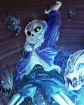 bone clothing glowing glowing_eyes group male not_furry skeleton smile teeth freeze-ex undertale undertale_(series) gaster_blaster sans_(undertale) animated_skeleton monster undead 4:5