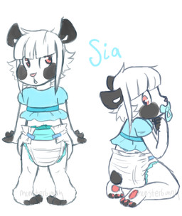 ambiguous_gender anthro clothed clothing diaper fur hair pacifier simple_background sitting solo standing text young monsterbunny mammal 2015 archived_source digital_drawing_(artwork) digital_media_(artwork) english_text signature