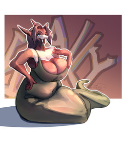 apode belly big_breasts breasts cleavage clothed clothing dress fangs female huge_breasts legless long_dress overweight red_body serpentine slightly_chubby solo tail teeth thick_thighs tight_clothing wide_hipped_anthro wide_hipped_female wide_hips bigoldoinks artfight artfight2025 sally_(marshbreeze) draconcopode naga reptile scalie snake absurd_res hi_res