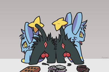 anus ass_to_ass backsack ballbusting balls black_body black_fur blue_body blue_fur bouncing_balls brat_taming butt butt_squish butt_tuft cheek_tuft cock_and_ball_torture duo facial_tuft feral fur genital_torture genitals grey_background head_tuft hip_to_hip looking_back male male/male markings masochism multicolored_body open_mouth open_smile paddle pain presenting presenting_balls presenting_hindquarters raised_tail rear_view reddened_scrotum simple_background smile squish suffering swollen_balls tail tongue tongue_out tuft two_tone_body yellow_markings zip_tie fuzzo nintendo pokemon generation_4_pokemon pokemon_(species) shinx 2026 hi_res