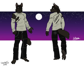 anthro barefoot black_hair bottomwear brown_body brown_fur chain clothing ears_up feet full_moon fur hair humanoid_feet looking_at_viewer looking_back looking_back_at_viewer male moon muscular muscular_anthro muscular_male night nipples pants plantigrade sky skyscape solo star torn_clothing bartek22 mythology canid canine mammal mythological_canine mythological_creature werecanid werecanine werecreature werewolf hi_res