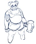 anthro belly bottomwear clothed clothing denim denim_bottomwear denim_clothing denim_shorts female hair hammer humor looking_at_viewer overweight overweight_female shorts solo tools wide_stance unknown_artist cavemanon_studios god_of_war god_of_war_ragnarok goodbye_volcano_high snoot_game sony_corporation sony_interactive_entertainment stella_(gvh) thor dinosaur ornithischian prehistoric_species reptile scalie stegosaurian stegosaurus thyreophoran blue_and_white crossover hi_res monochrome sketch