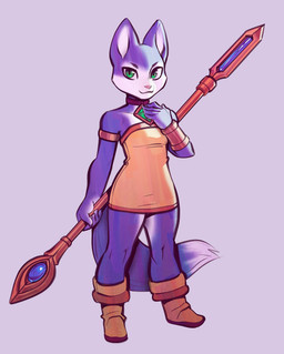 anthro athletic athletic_anthro athletic_female boots breasts choker clothing dipstick_tail dress female fluffy fluffy_tail footwear green_eyes jewelry looking_at_viewer magic_staff magical_staff markings minidress necklace shoes small_breasts solo staff tail tail_markings thick_thighs makkon dinosaur_planet rareware krystal_(dinosaur_planet) canid canine fox mammal hi_res
