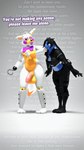 annoyed annoying anthro blue_body blue_fur duo female fur harassment male male/female nipples singing uncomfortable conditional_dnp domibun octal_(modeler) five_nights_at_freddy's five_nights_at_freddy's_world scottgames domi_(domibun) lolbit_(fnaf) canid canine canis lagomorph leporid mammal rabbit wolf 3d_(artwork) absurd_res digital_media_(artwork) hi_res source_filmmaker_(artwork)