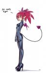 boots breasts butt clothed clothing ear_piercing eyebrows eyelashes female footwear hair high_heels latex latex_clothing latex_skinsuit looking_at_viewer membrane_(anatomy) membranous_wings not_furry piercing red_eyes red_hair rubber_clothing shoes simple_background skinsuit solo spade_tail tail tight_clothing wings requiemdusk disgaea nippon_ichi_software etna_(disgaea) demon humanoid hi_res