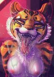 2020 absurd_res after_sex ahegao anthro bodily_fluids breasts cum cum_in_mouth cum_inside cum_on_breasts cum_on_face cum_on_tongue digital_media_(artwork) dimwitdog dreamworks eye_roll felid female genital_fluids hi_res kung_fu_panda looking_pleasured mammal master_tigress messy mouth_shot nipple_dip nipples open_mouth oral_invitation pantherine saliva solo sweat teeth tiger tongue tongue_out uvula