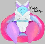 armless bean_bag bodily_fluids camel_toe cat_ear_headband clothing dialogue electronics embarrassed female headphones hoodie not_furry panties solo sweat thick_thighs topwear underwear ponk land_of_boggs boggo_(land_of_boggs) bogg digital_media_(artwork) hi_res