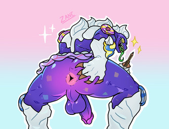 anthro anus balls bottomwear butt clothing erection frosting genitals humanoid_genitalia humanoid_penis long_tongue male miniskirt muscular muscular_male penis presenting presenting_anus sharp_teeth skirt solo teeth tongue 4407butbad marvel marvel_rivals venom_(marvel) alien monster symbiote