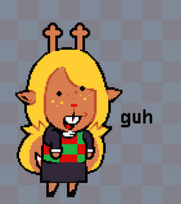 anthro antlers biped blonde_hair brown_body brown_fur buckteeth clothed clothed_anthro clothed_female clothing dork female female_anthro freckled_face freckles fur hair horn scut_tail short_tail solo tail teeth text yellow_freckles asepriterico deltarune undertale_(series) noelle_holiday deer mammal new_world_deer reindeer 2025 aliasing aseprite_(artwork) colored digital_drawing_(artwork) digital_media_(artwork) pixel_(artwork) reaction_image