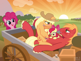 :d accessory afternoon age_difference being_watched blonde_hair blue_eyes blush bodily_fluids bow_(feature) bow_accessory bow_ribbon box brown_hair clothing cloud container cowboy_hat cowgirl_position crate cum cum_in_vagina cum_inside cum_on_belly cum_on_body cum_on_penis cutie_mark erection eyelashes female feral freckles from_front_position fur genital_fluids genitals glistening green_eyes group hair hair_accessory hair_bow hair_ribbon happy hat headgear headwear hooves larger_female larger_male long_hair looking_at_another looking_down lying male male/female on_back on_bottom on_top open_mouth orange_body orange_fur orange_hair outside penetration penis pink_body pink_fur pink_hair plant raised_leg red_body red_fur red_hair ribbons sex shadow short_hair size_difference sky smaller_female smile star straddling sun sweat teeth tongue tree vaginal vaginal_penetration vehicle vulva wagon wheel wood yellow_body yellow_fur young young_feral syoee_b friendship_is_magic hasbro my_little_pony apple_bloom_(mlp) applejack_(mlp) big_macintosh_(mlp) pinkie_pie_(mlp) earth_pony equid equine horse mammal pony 2013 4:3 brother_(lore) brother_and_sister_(lore) incest_(lore) sibling_(lore) sister_(lore)