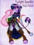 2015 ambris anthro anthrofied book clothed clothing equid equine female friendship_is_magic fur hair hasbro hi_res horn mammal multicolored_hair my_little_pony mythological_creature mythological_equine mythology purple_body purple_eyes purple_fur purple_hair smile solo staff twilight_sparkle_(mlp) two_tone_hair unicorn